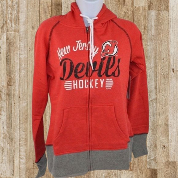 New Jersey Devils Fleece Jacket, Full Zip Hooded, NHL Hockey Small NWT - Picture 2 of 7